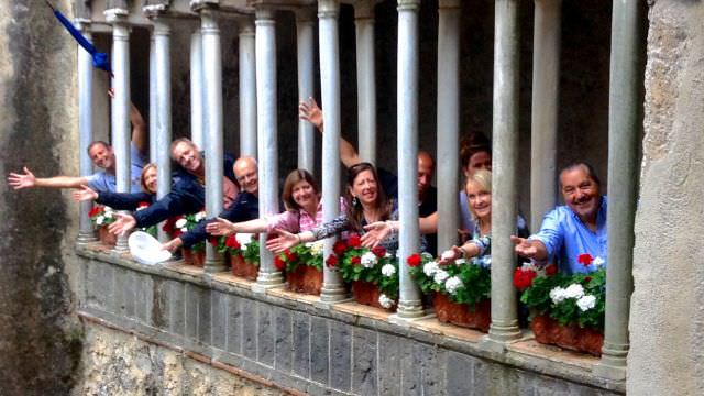 Ravello is a gorgeous town on the hill high above the Amalfi Coast. Our group visits the historic Villa Rufalo here. 